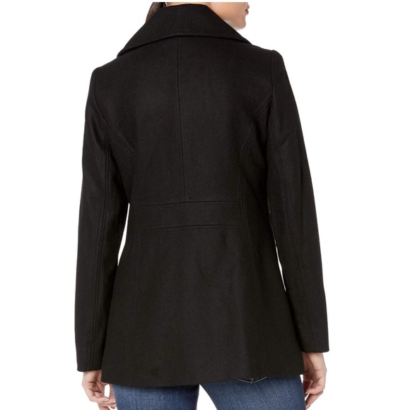 Mademoiselle Jacadi Paris size M black wool blend double breasted lined pea coat - Picture 2 of 16